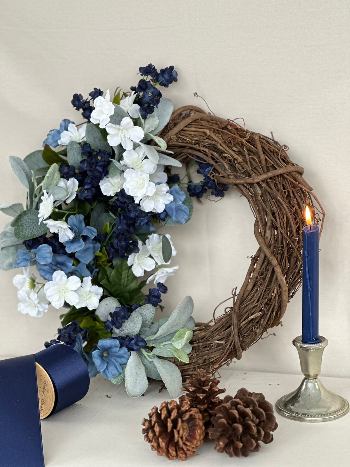 Blue Floral Wreath for Ramadan Decor