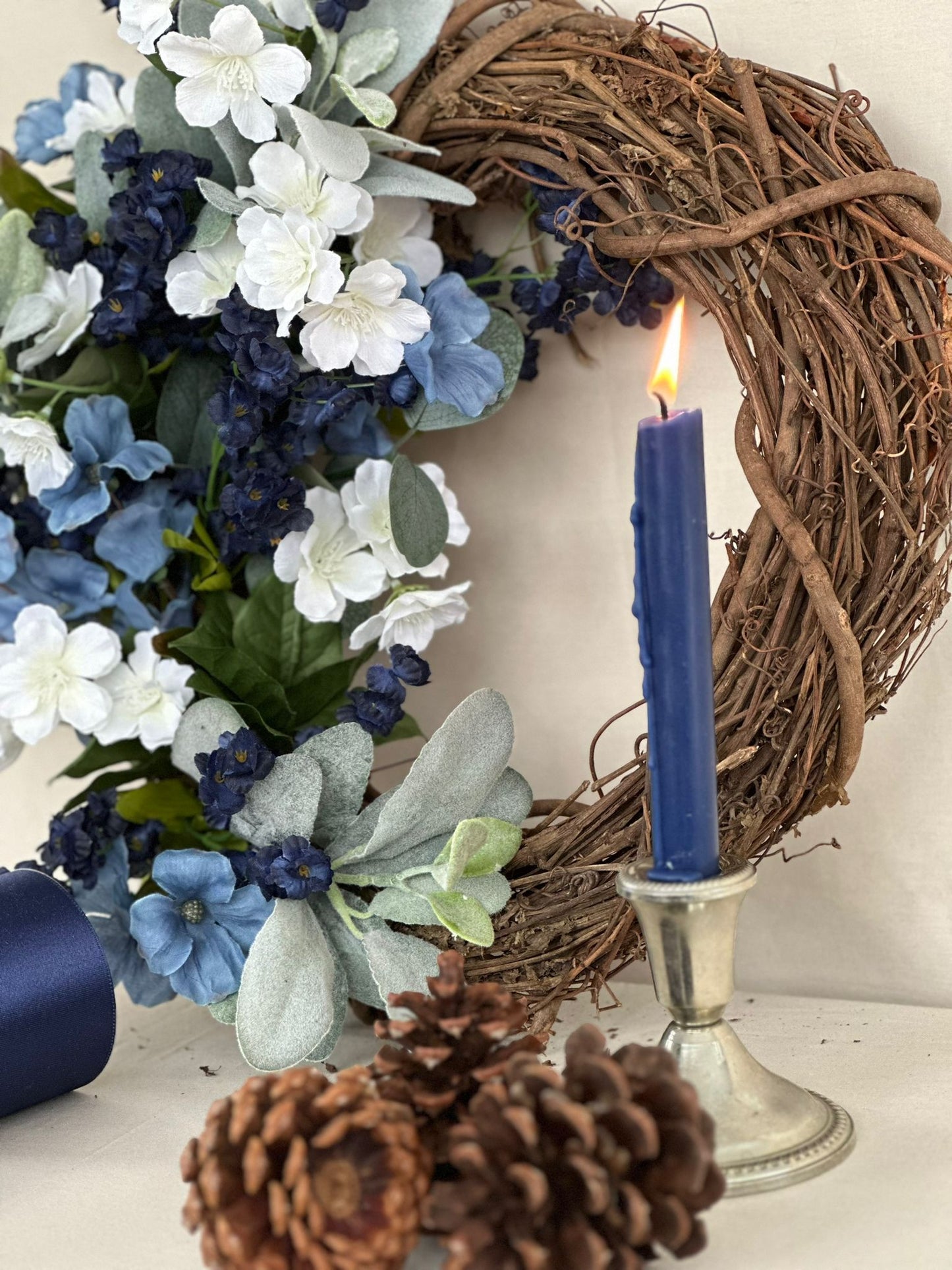 Blue Floral Wreath for Ramadan Decor