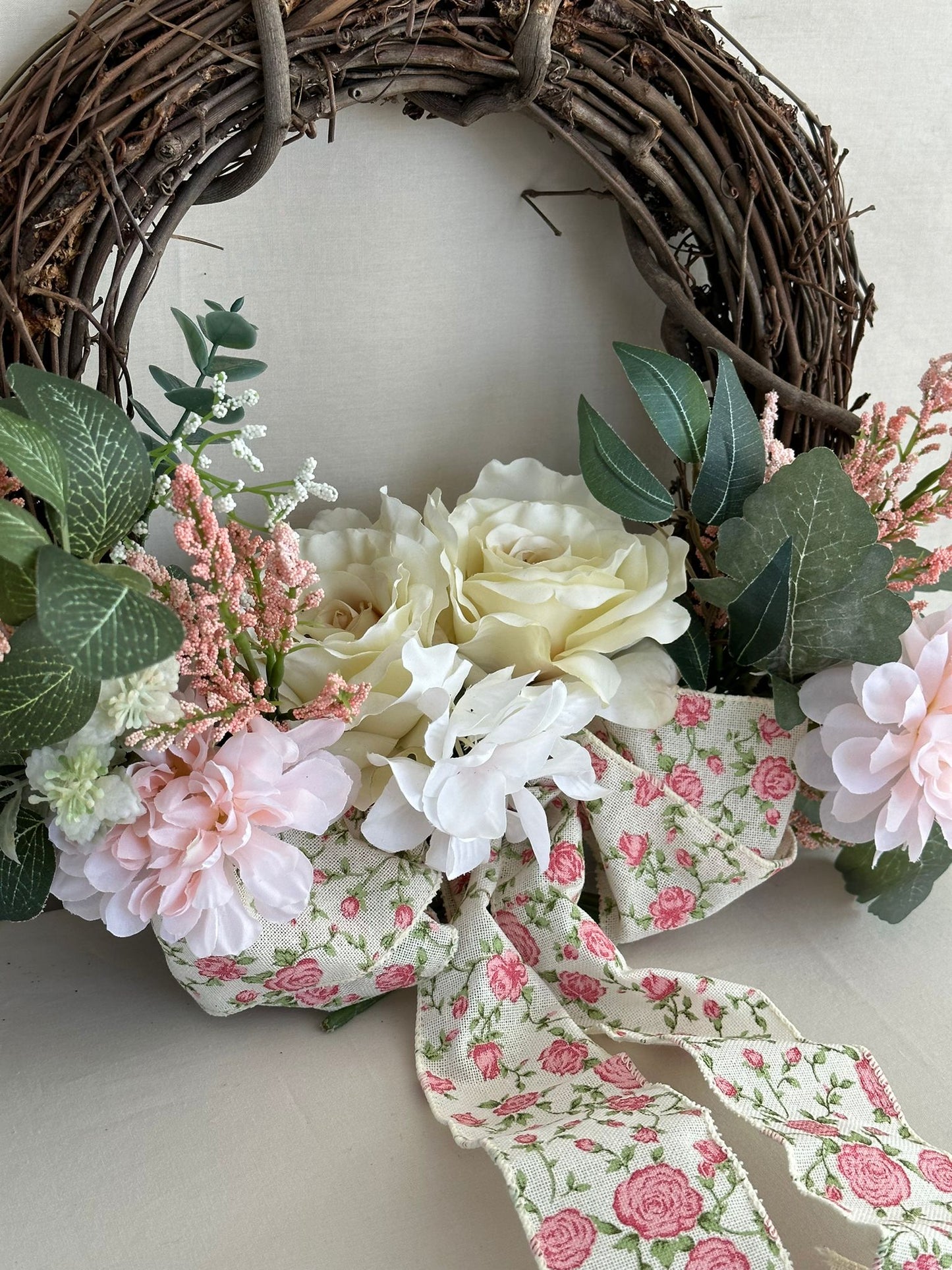 Pink Floral Spring Wreath