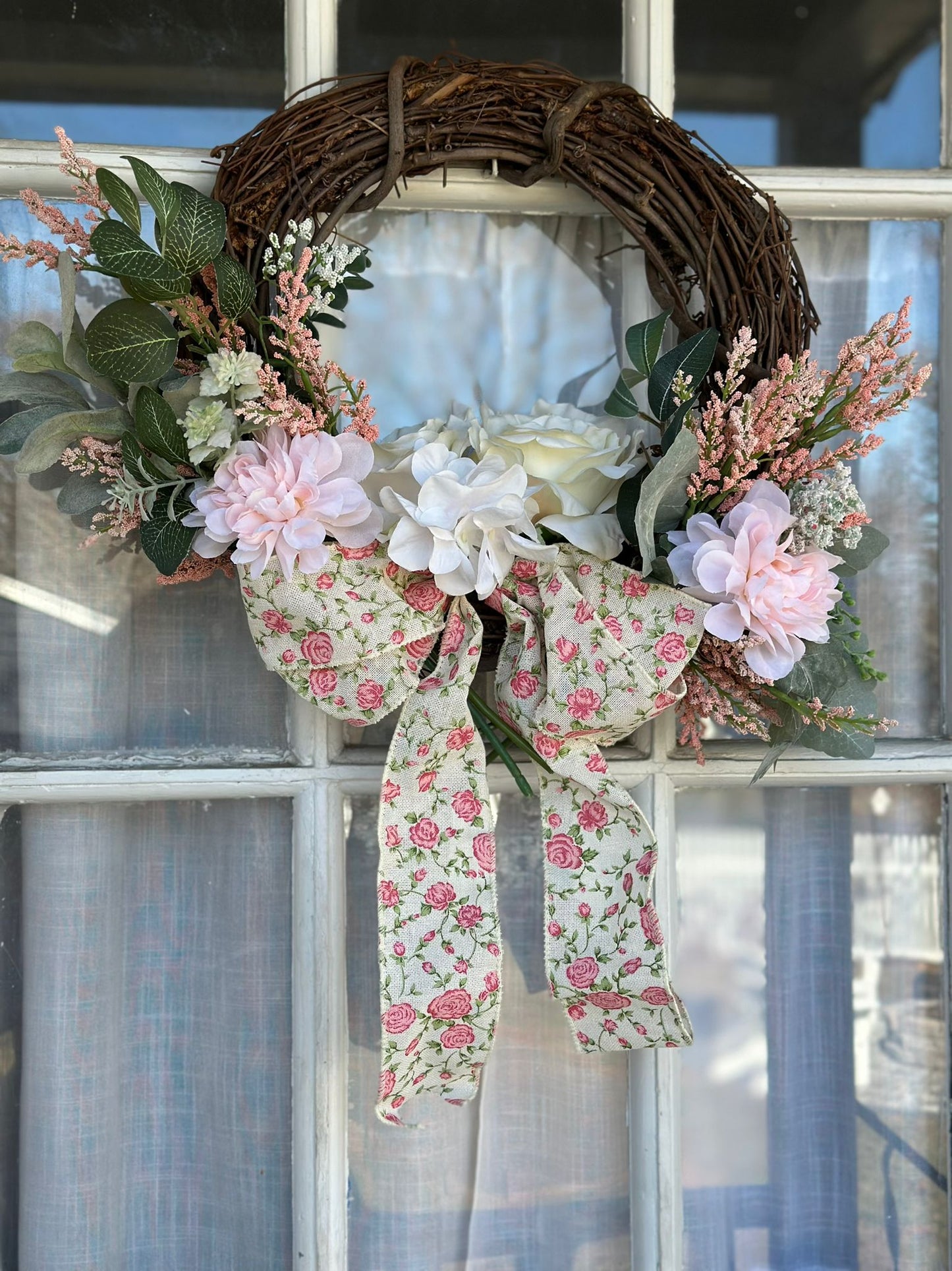 Pink Floral Spring Wreath