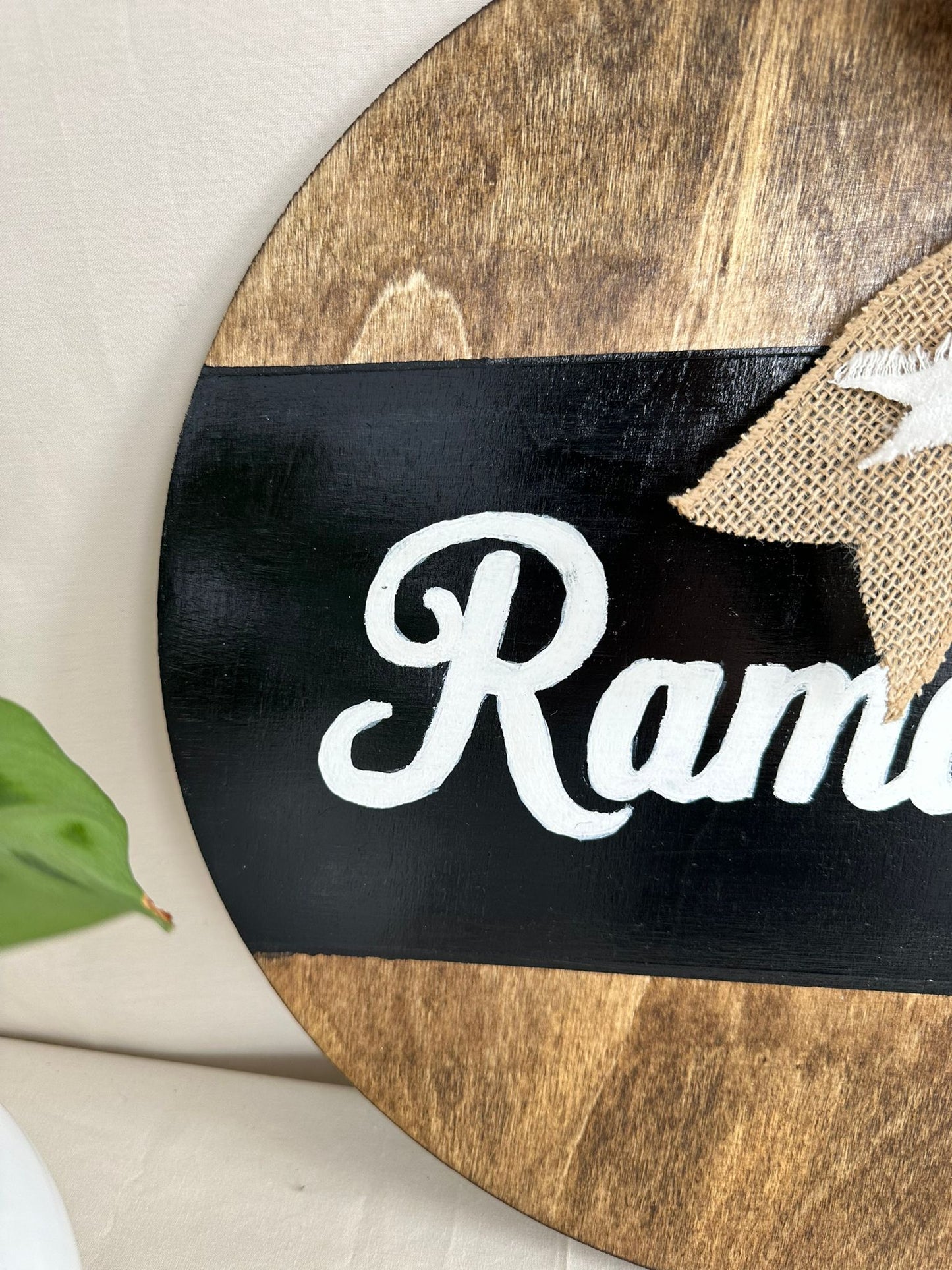 Ramadan Wood Sign with Cute Burlap Bow